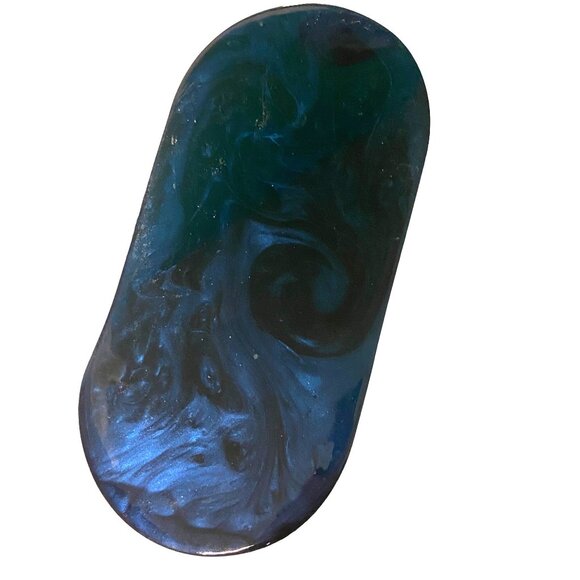 Handcrafted Bird with Flowers Resin Oval Tray with Crystals Rich Cobalt Back - Picture 6 of 8